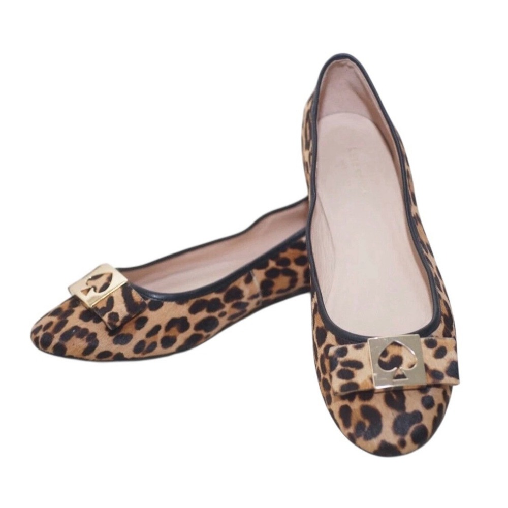 Kate Spade New York Maline Bow Ballet Flat Leopard Hair-calf Leather Slip On 6.5